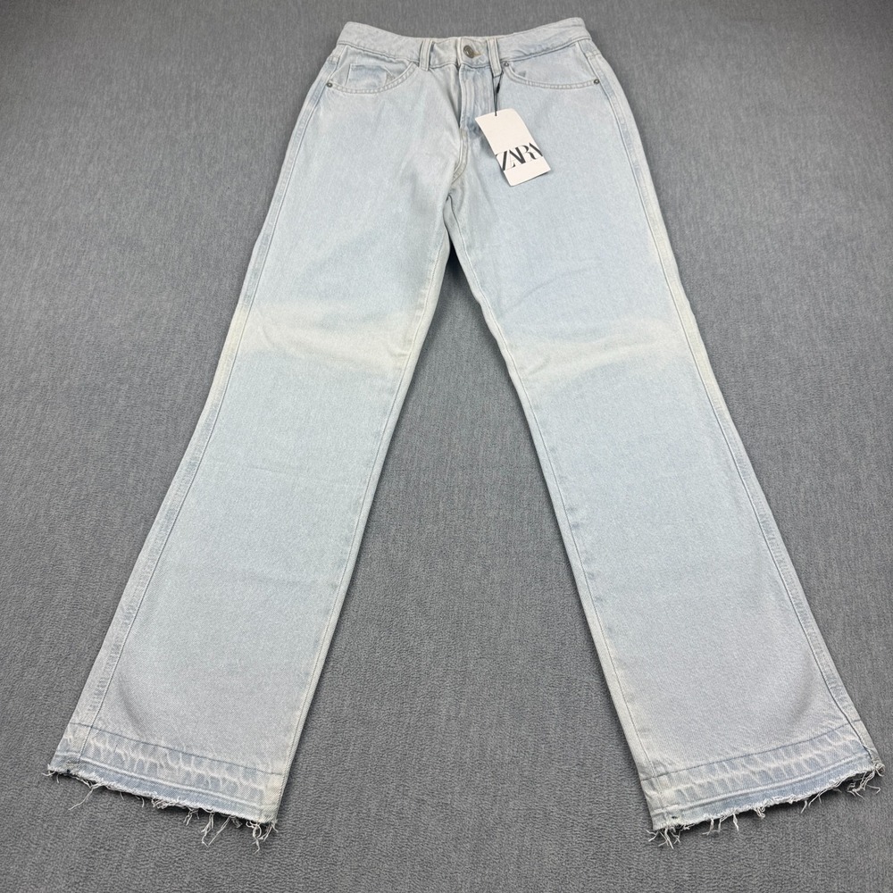 Zara Jeans Womens 2 Fit 26x30 Blue Denim Straight Ankle Length Light Wash NWT